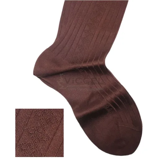 VICCEL / CELCHUK Knee Socks Diamond Textured Brown - Luksusowe podkolanówki