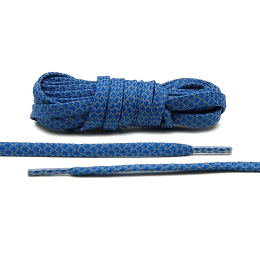 Odblaskowe płaskie sznurowadła niebieskie,  stworzone  do popularnych modeli Nike air max 90s
czy innych modeli nike, adidas