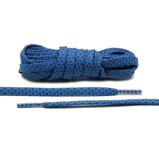 LACE LAB Reflective FLAT 1.0 Laces 7mm Blue - Płaskie niebieskie sznurówki do butów