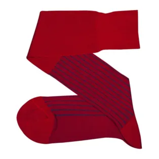 VICCEL / CELCHUK Knee Socks Shadow Stripe Red / Royal Blue - Luksusowe podkolanówki