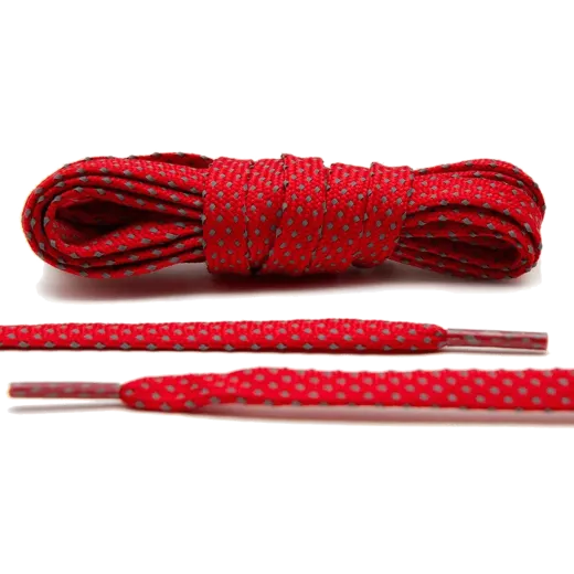 Czerwone odblaskowe płaskie sznurowadła do butów LACE LAB Reflective flat 2.0 laces, personalizacja obuwia, custom, customizacja adidasów