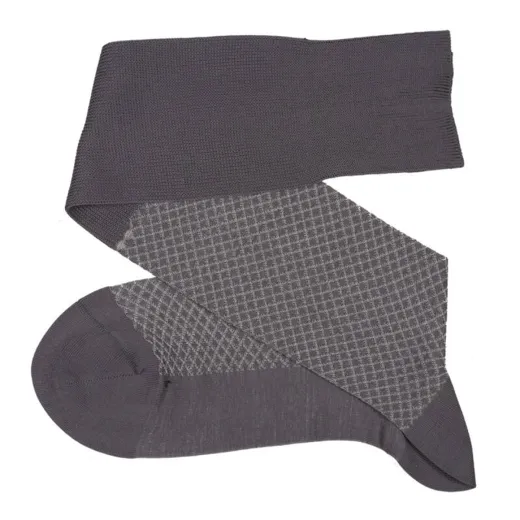VICCEL / CELCHUK Knee Socks Fish Net Gray / Light Gray - Luksusowe podkolanówki