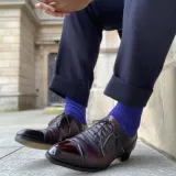 Luksusowe eleganckie podkolanówki męskie z bawełny egipskiej viccel knee socks pin dots royal blue red