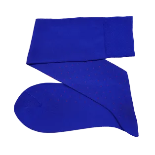 VICCEL / CELCHUK Knee Socks Pin Dots Royal Blue / Red - Luksusowe podkolanówki