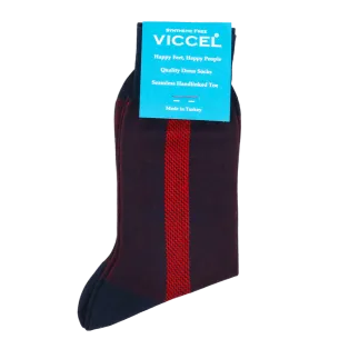 VICCEL / CELCHUK Socks Geometric Navy Blue / Red - Luksusowe skarpety