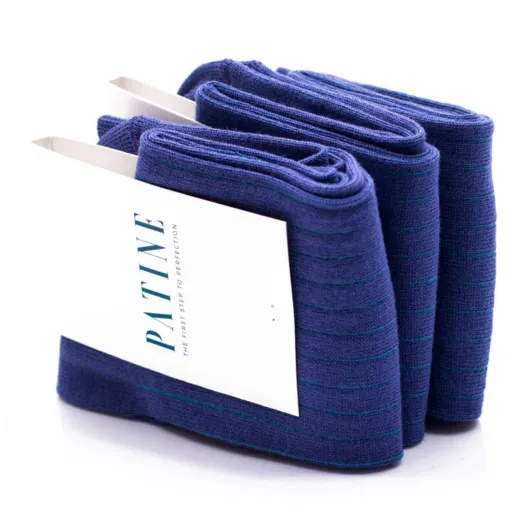 PATINE Socks PASH01 Violet / Fioletowe skarpety klasyczne z niebieskimi wydzieleniami typu SHADOW