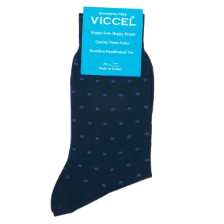 VICCEL / CELCHUK Socks Flower Dots Navy Blue - Luksusowe skarpety