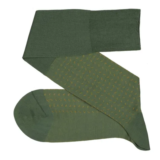 VICCEL / CELCHUK Knee Socks Bird Trace Green Mustard - Luksusowe podkolanówki