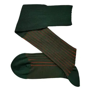 VICCEL / CELCHUK Knee Socks Shadow Stripe Forest Green / Orange - Luksusowe podkolanówki