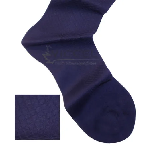 VICCEL / CELCHUK Knee Socks Fish Skin Textured Navy Blue - Luksusowe podkolanówki