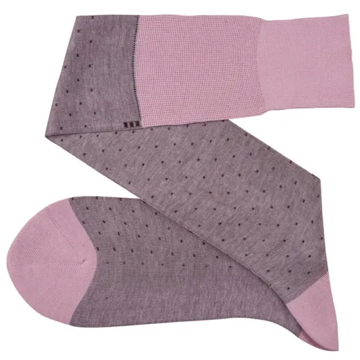 VICCEL / CELCHUK Knee Socks Pin Dots Pink / Burgundy - Luksusowe podkolanówki