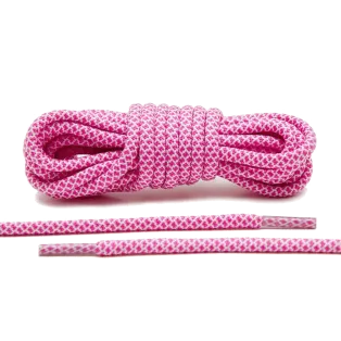 LACE LAB Rope Laces 5mm Pink & White / Różowe okrągłe sznurowadła z białym wzorem