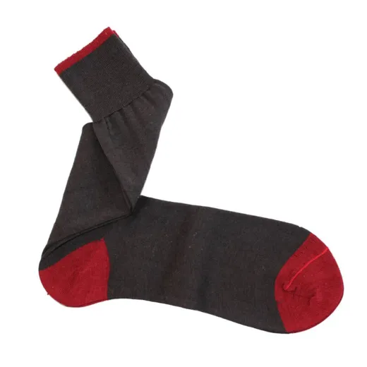 VICCEL / CELCHUK Socks Brown Red Mid Calf Wool & Silk - Luksusowe skarpety
