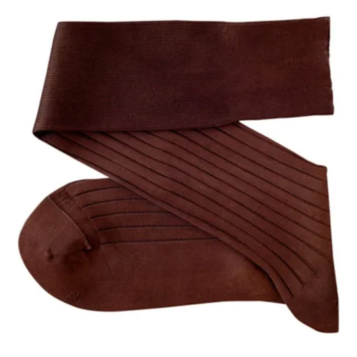 VICCEL / CELCHUK Knee Socks Solid Brown Cotton - Luksusowe podkolanówki