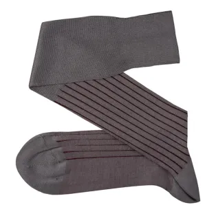 VICCEL / CELCHUK Knee Socks Shadow Stripe Gray / Burgundy - Luksusowe podkolanówki