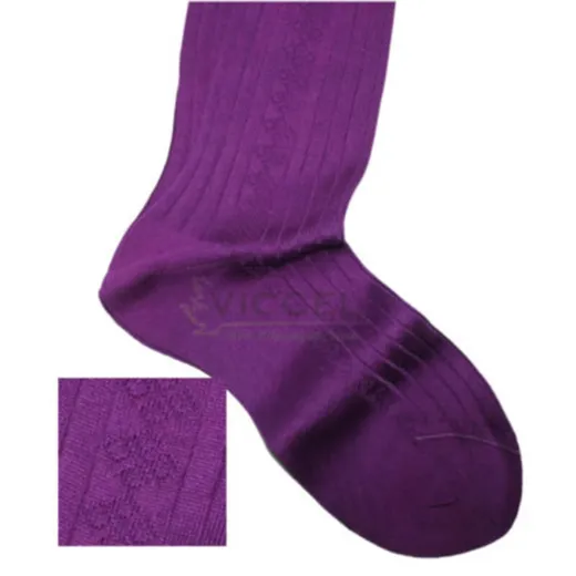 VICCEL / CELCHUK Knee Socks Diamond Textured Purple - Luksusowe podkolanówki