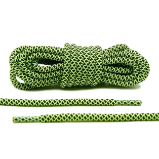 LACE LAB Rope Laces 5mm Volt & Black / Zielone okrągłe sznurowadła z czarnym wzorem