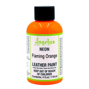 ANGELUS Acrylic Leather Paint Neon 4oz #129 FLAMING ORANGE / POMARAŃCZOWA neonowa farba akrylowa UV do malowania Sneakersów i Jeansu