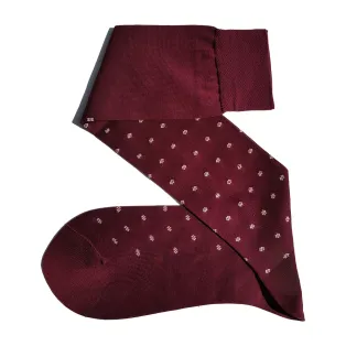 VICCEL / CELCHUK Knee Socks Flower Dots Burgundy - Luksusowe podkolanówki