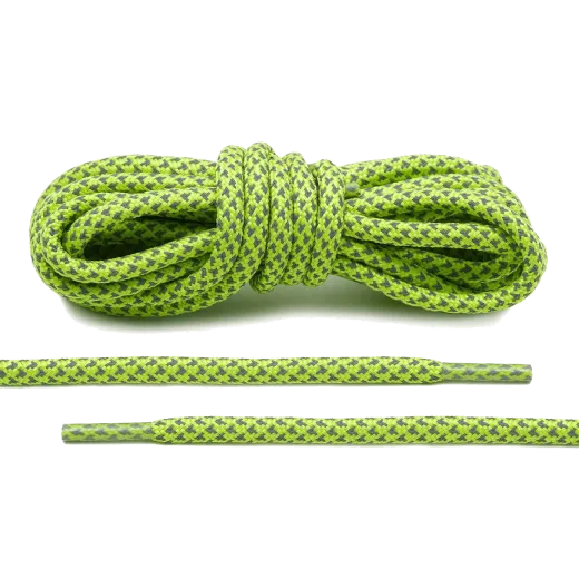 Limonkowe odblaskowe okrągłe sznurowadła do sneakersów. Sznurowadła do Adidas Yeezy boots. Sznurówki do butów do biegania, sznury, lace, laces. Custom, customizacja. Rzemyki, rzemienie. Sznurófki. Sznuruwki. Limonkowe odblaskowe sznurówki Lacelab. Odblaskowe limonkowe sznurowadła Lace lab.