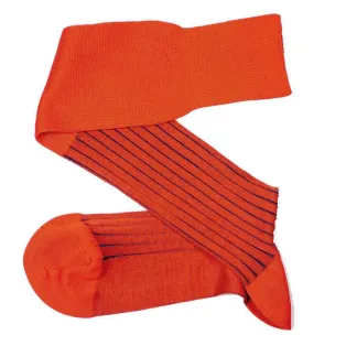 VICCEL / CELCHUK Knee Socks Shadow Stripe Orange / Royal Blue - Luksusowe podkolanówki