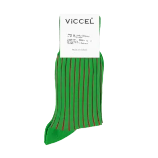 VICCEL / CELCHUK Socks Shadow Stripe Pistachio Green / Red - Luksusowe skarpety