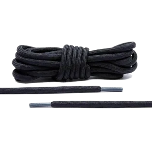 LACE LAB Rope Laces 5mm Black - Czarne okrągłe sznurówki do butów