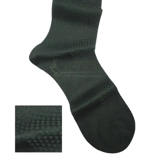 VICCEL / CELCHUK Knee Socks Textured Forest Green Brick - Luksusowe podkolanówki