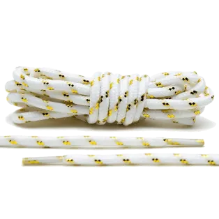 LACE LAB Rope Laces 5mm White & Metallic Gold / Biało złote okrągłe sznurowadła do Kicksów