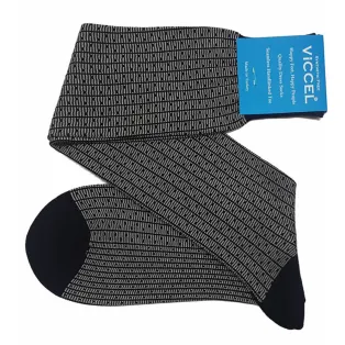 VICCEL / CELCHUK Knee Socks Vertical Striped Black / Light Gray Dots - Luksusowe podkolanówki