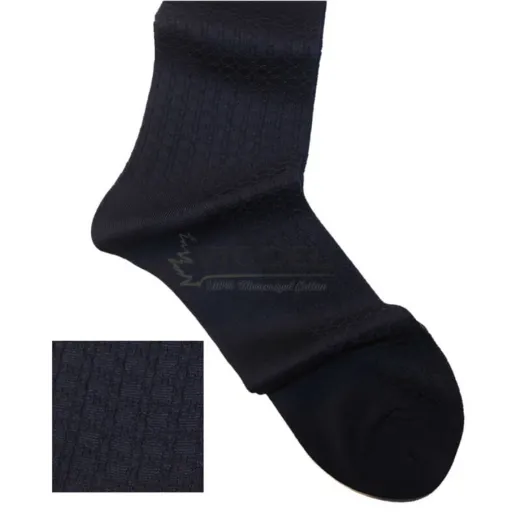 VICCEL / CELCHUK Knee Socks Star Textured Navy Blue - Luksusowe podkolanówki