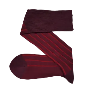 VICCEL / CELCHUK Knee Socks Shadow Stripe Burgundy / Red - Cienkie podkolanówki męskie