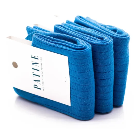 PATINE Socks PASH01 Blue / Niebieskie skarpety klasyczne z ciemniejszymi wydzieleniami typu SHADOW