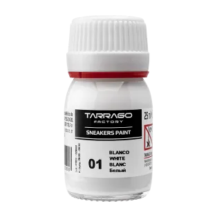 TARRAGO SNEAKERS Paint Standard Colors 25ml #01 WHITE / Biała farba akrylowa do personalizacji i renowacji butów oraz jeansu