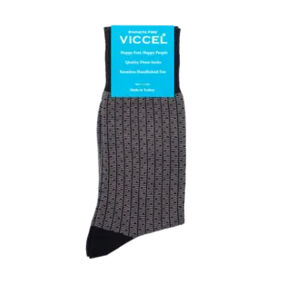 VICCEL / CELCHUK Socks Vertical Striped Black / Gray Dots - Luksusowe skarpetki