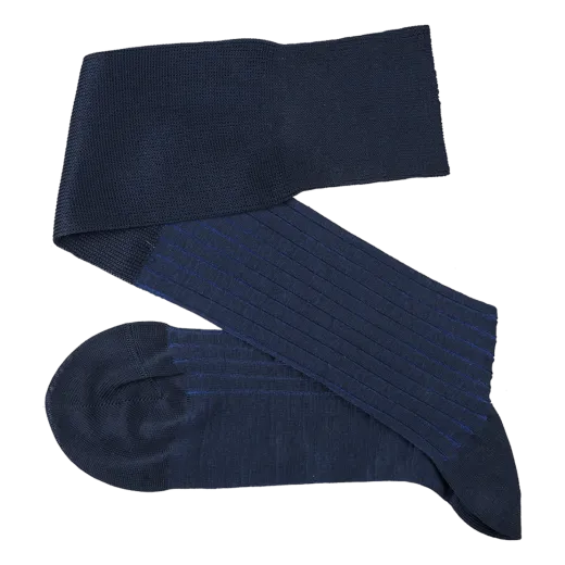 VICCEL / CELCHUK Knee Socks Shadow Stripe Dark Navy Blue / Royal Blue - Luksusowe podkolanówki