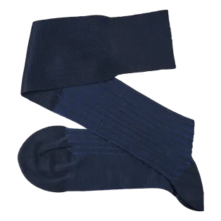 VICCEL / CELCHUK Knee Socks Shadow Stripe Dark Navy Blue / Royal Blue - Luksusowe podkolanówki