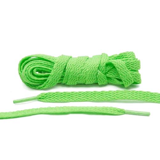 Neonowe zielone sznurowadła płaskie do butów Air Jordan, vans. Sznurówki do customizacji sneakersów - nike, adidas, vans