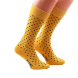żółte w niebieskie kropki skarpety męskie bawełniane idealne do butów eleganckich 