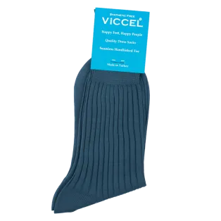 VICCEL / CELCHUK Socks Solid Light Navy Blue Cotton - Luksusowe skarpety
