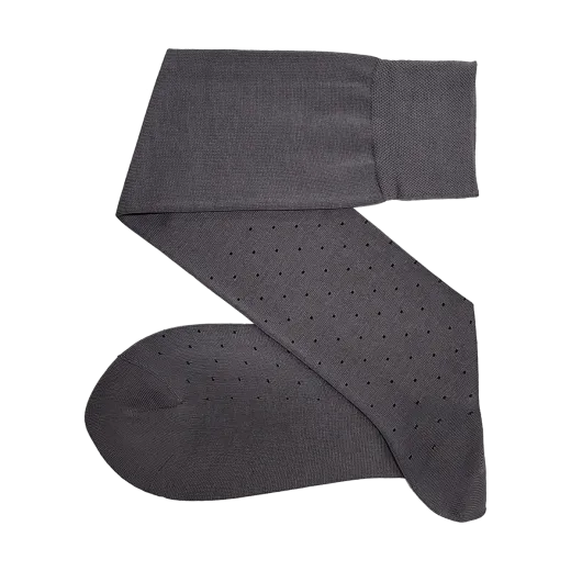 ekskluzywne siwe podkolanówki męskie bawełniane viccel pin dots socks gray black cotton