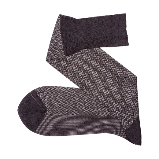 brązowe wełniane podkolanówki męskie viccel knee socks herringbone charcaol gray