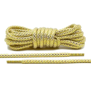 LACE LAB Rope Laces 5mm Metallic Gold & White / Złoto białe okrągłe sznurowadła do Kicksów