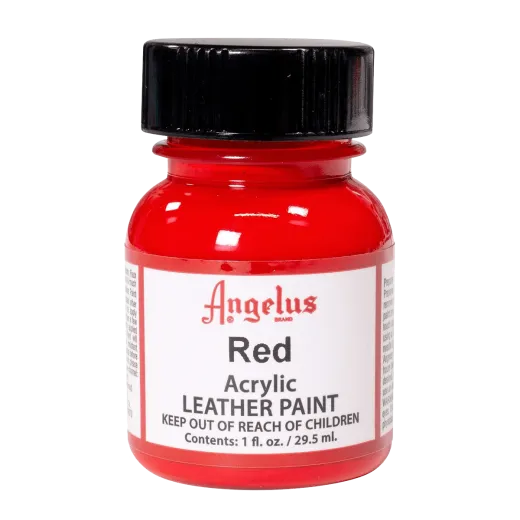 Czerwona farba Angelus do customizacji sneakersów i jeansu. Czerwone farby akrylowe do skór licowych i tkanin. Stosowane do butów, katan, toreb