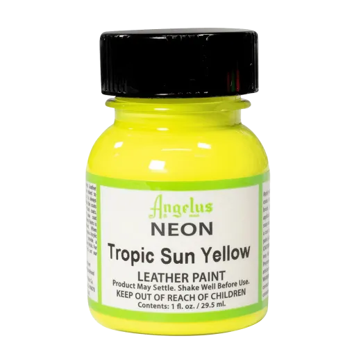 Żółta neonowa farba do customizacji sneakersów i jeansu Angelus Neon Acrylic Leather Paint 1oz. Farby UV do malowania butów.