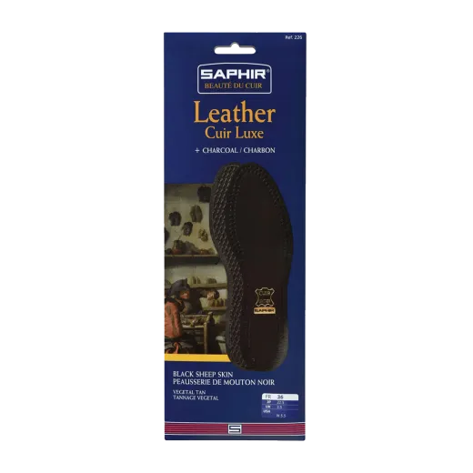 SAPHIR BDC Insoles BLACK Leather on Charcoal - Czarne skórzane wkładki do butów