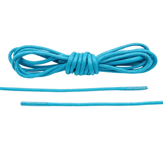 Błękitne woskowane okrągłe sznurowadła luksusowe. Sznurówki do customizacji sneakersów - Jordan, Nike, Bred 1, Adidas.