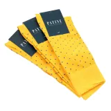 żółte w niebieskie kropki skarpety męskie bawełniane idealne do butów eleganckich 