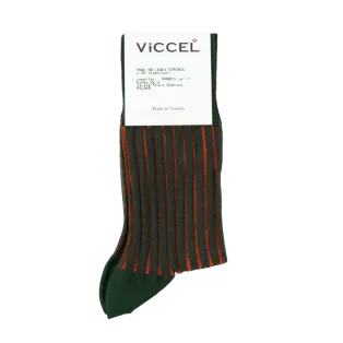VICCEL / CELCHUK Socks Shadow Stripe Forest Green / Orange - Luksusowe skarpety