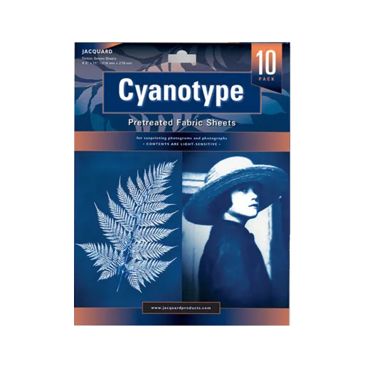 JACQUARD Cyanotype SHEETS / Zestaw 10 tkanin cyjanotypowych
